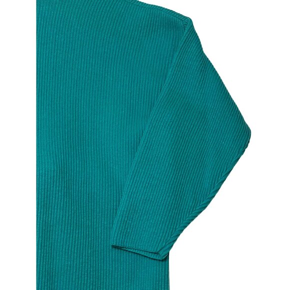 Teal Ribbed Turtleneck Sweater By R.T.W. Ready To Wind Down - L Cotton Knit Pull - Picture 9 of 16